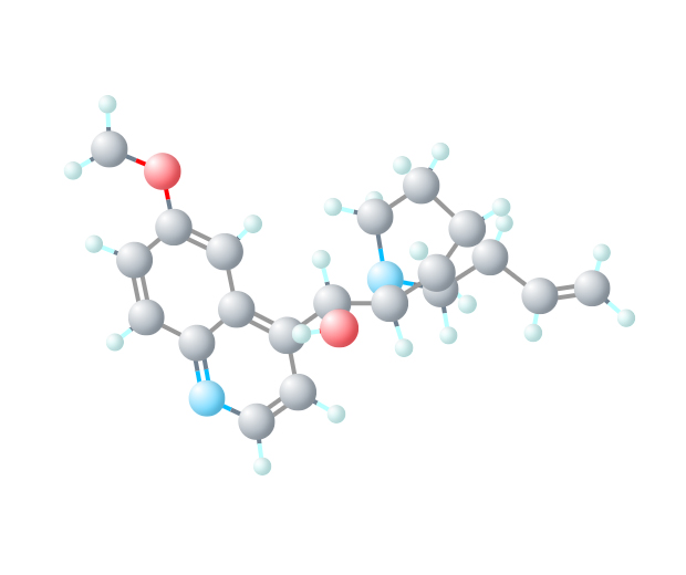 Representação da molécula de quinina