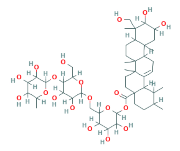 Representação da molécula de asiaticosídeo