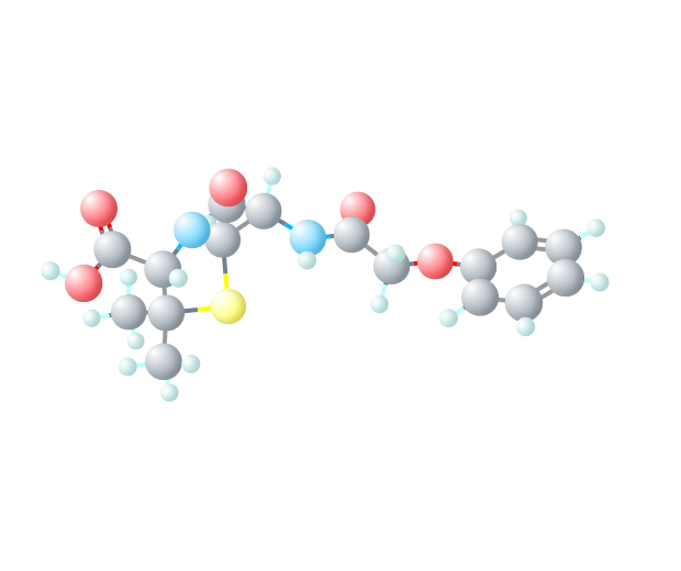 Representação da molécula de penicilina