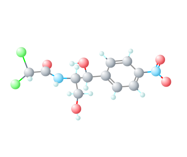 Representação da molécula de cloranfenicol