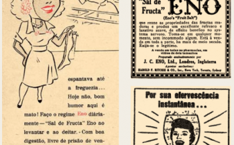 Montagem com três digitalizações de anúncios do Sal de Frutas Eno publicados na revista Seleções do Reader's Digest.