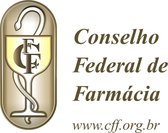 Logotipo do Conselho Federal de Farmácia, com o título, por extenso, do lado esquerdo, e a url www.cff.org.br na sequência.